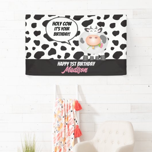 ホーリーカウイットザーズ誕生日かわいいハッピーバースデー 横断幕 (インサイチュ)