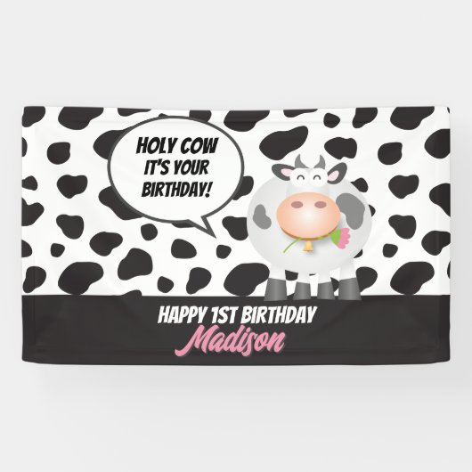 ホーリーカウイットザーズ誕生日かわいいハッピーバースデー 横断幕 (横)