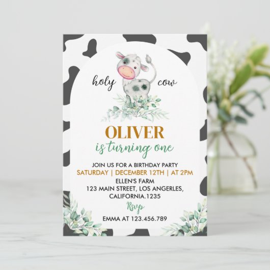 ホーリーカウイムカウファースト誕生日招待状 招待状 (スタンド正面)