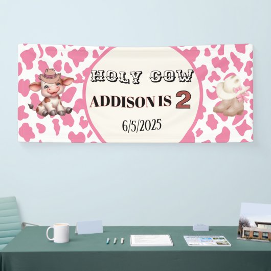 ホーリーカウイムツーカウープリント誕生日バナー 横断幕 (トレードショー)
