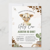 ホーリーカウイワンカウボーイハイランドカウー誕生日 招待状 (正面)