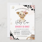ホーリーカウイワンカウボーイハイランドカウー誕生日 招待状 (正面)
