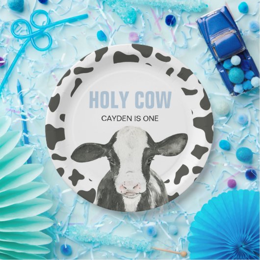 ホーリーカウイワンカウープリント誕生日紙プレート ペーパープレート (パーティー)