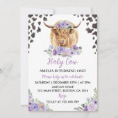 ホーリーカウイワンガールファースト誕生日招待状 招待状 (正面)