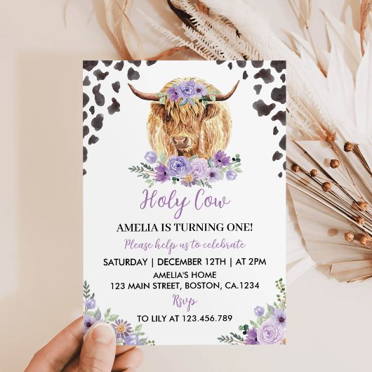 ホーリーカウイワンガールファースト誕生日招待状 招待状