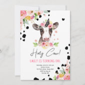 ホーリーカウイワンガールファームアニマルズ誕生日 招待状 (正面)