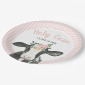 ホーリーカウイワンピンクギンガムフローラ誕生日パペ ペーパープレート (アングル)