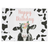 ホーリーカウイワンピンクフローラと牛プリント ラージペーパーバッグ (裏面)