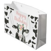 ホーリーカウイワンピンクフローラと牛プリント ラージペーパーバッグ (裏面アングル)
