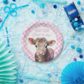 ホーリーカウイワンピンク女性のカーボーイパーティープレート ペーパープレート (パーティー)