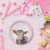 ホーリーカウイワンピンク女性のカーボーイパーティープレート ペーパープレート (パーティー)