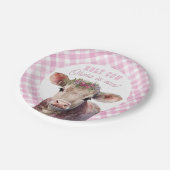 ホーリーカウイワンピンク女性のカーボーイパーティープレート ペーパープレート (アングル)