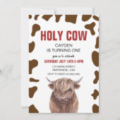 ホーリーカウイワンレッドプレイド誕生日招待状 招待状 (正面)