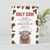 ホーリーカウイワンレッドプレイド誕生日招待状 招待状 (スタンド正面)