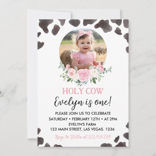 ホーリーカウイワンワンホテルフローラファーム誕生日招待状 招待状 (正面)