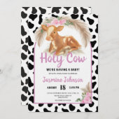ホーリーカウウェスタン素朴フローラパンパスベビーシャワー 招待状 (正面/裏面)