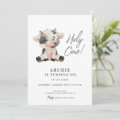 ホーリーカウウォーター色イラストレーション誕生日パーティー 招待状 (スタンド正面)