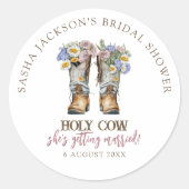 ホーリーカウカウボーイフローラブーツブライダルシャワー ラウンドシール (正面)