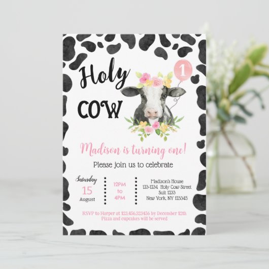 ホーリーカウカプリント第2誕生日招待状 招待状 (スタンド正面)