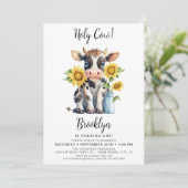 ホーリーカウカワイイモダンファーム動物1歳の誕生日 招待状 (スタンド正面)