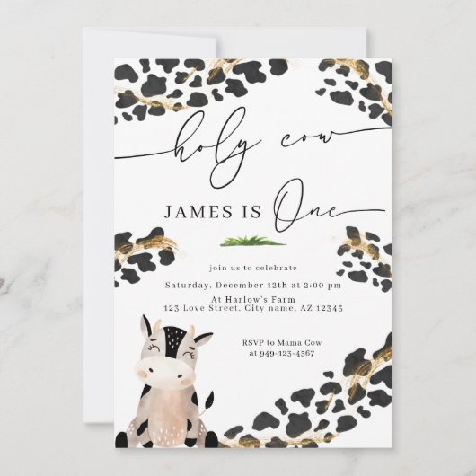 ホーリーカウカントリーファームボーイズファースト誕生日 招待状 (正面)