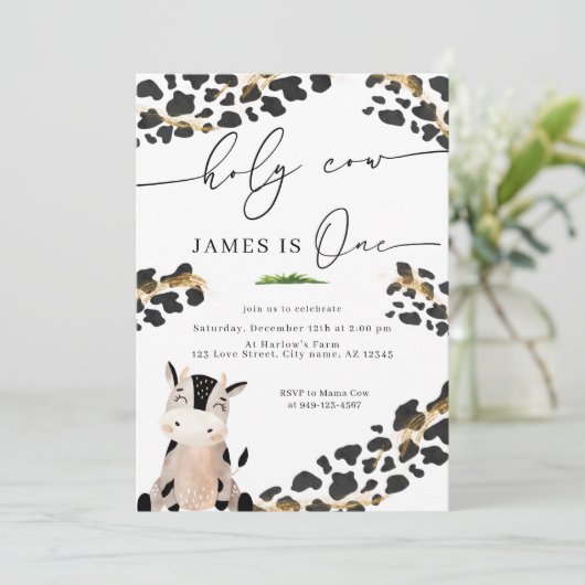 ホーリーカウカントリーファームボーイズファースト誕生日 招待状 (スタンド正面)