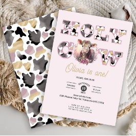 ホーリーカウガール誕生日招待状イン赤面ピンク 招待状