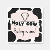 ホーリーカウキッドバースデーパーティーカウープリントかわいいモダン スタンダードカクテルナプキン (正面)