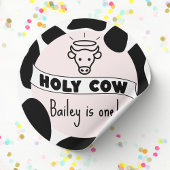 ホーリーカウキッドバースデーパーティーカウープリントかわいいモダン ラウンドシール