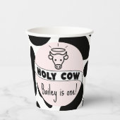ホーリーカウキッドバースデーパーティーカウープリントかわいいモダン 紙コップ (正面)