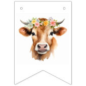 ホーリーカウジャージーカウガールフローラガールズ誕生日 バンティングフラッグ (第1の旗)