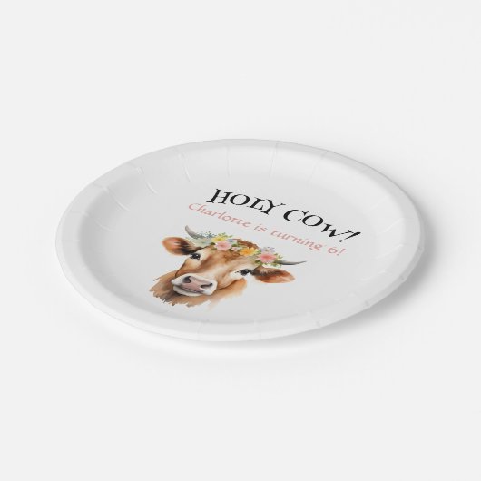 ホーリーカウジャージーカウガールフローラガールズ誕生日 ペーパープレート (アングル)