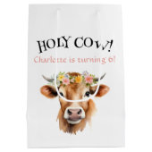 ホーリーカウジャージーカウガールフローラガールズ誕生日 ミディアムペーパーバッグ (裏面)