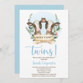 ホーリーカウツインズベビーシャワーボーイ招待状 招待状 (正面/裏面)