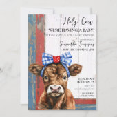 ホーリーカウハイランドふくらはぎ赤ちゃんシャワー 招待状 (正面)