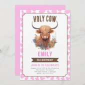 ホーリーカウハイランドカウガール誕生日招待状 招待状 (正面/裏面)