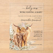 ホーリーカウハイランドカーフベビーシャワーボホ アクリル招待状 (正面)