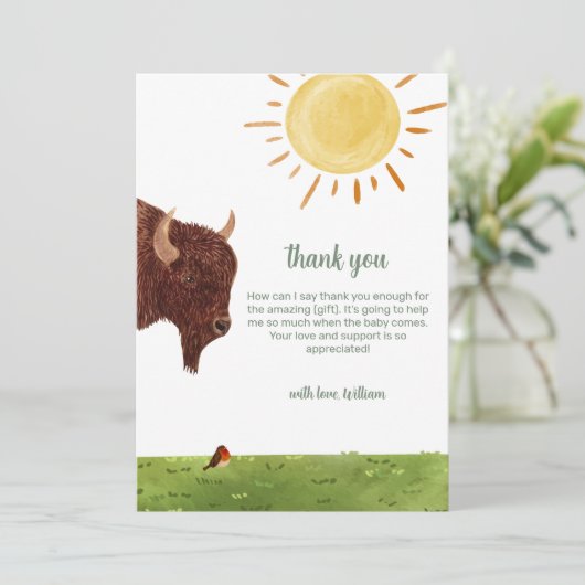 ホーリーカウハイランドファーム動物の赤ちゃんシャワー サンキューカード (スタンド正面)