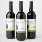 ホーリーカウハイランドファーム動物の赤ちゃんシャワー ワインラベル (ボトル)