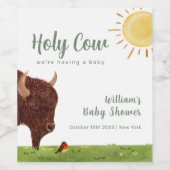 ホーリーカウハイランドファーム動物の赤ちゃんシャワー ワインラベル (シングルラベル)