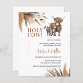 ホーリーカウパンパスファームベビー素朴バシャワー招待状 (正面/裏面)