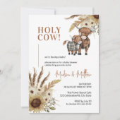 ホーリーカウヒマワリ素朴ファームベビーシャワー 招待状 (正面)