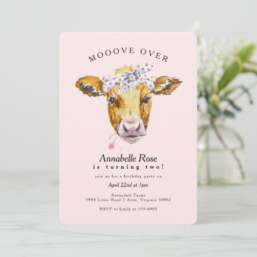 ホーリーカウピモーークファームガールバースデーパーティー 招待状 (スタンド正面)