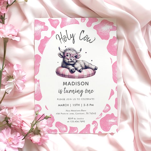 ホーリーカウピンクガールファースト誕生日 招待状