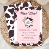 ホーリーカウピンクガールフローラ誕生日招待状 招待状