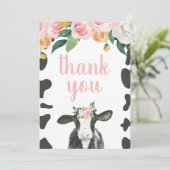 ホーリーカウピンクギンガムフローラ誕生日サンキューサンキュー サンキューカード (スタンド正面)