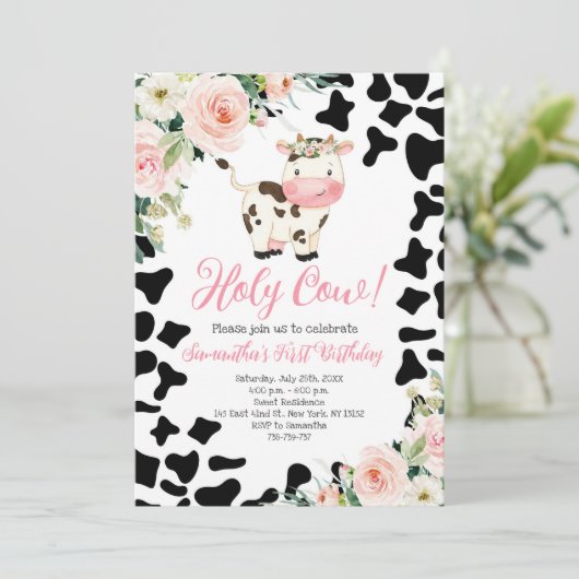 ホーリーカウピンクフローラ第一誕生日パーティー 招待状 (スタンド正面)