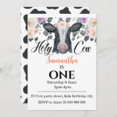 ホーリーカウファーストファースト誕生日招待状 招待状 (正面/裏面)