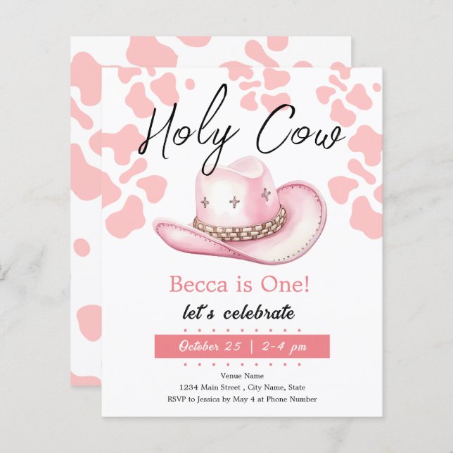 ホーリーカウファースト女性のカーボーイハット誕生日ガール (正面/裏面)