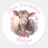 ホーリーカウファースト誕生日サンキューステッカー ラウンドシール (正面)
